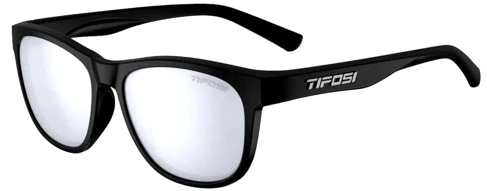 Tifosi Swank Sunglasses in Satin Black with Smoke Bright Blue Lens.