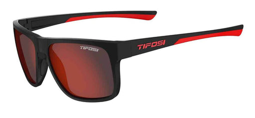 Tifosi Swick Sunglasses in Satin Black and Crimson with a Smoke Red Lens.
