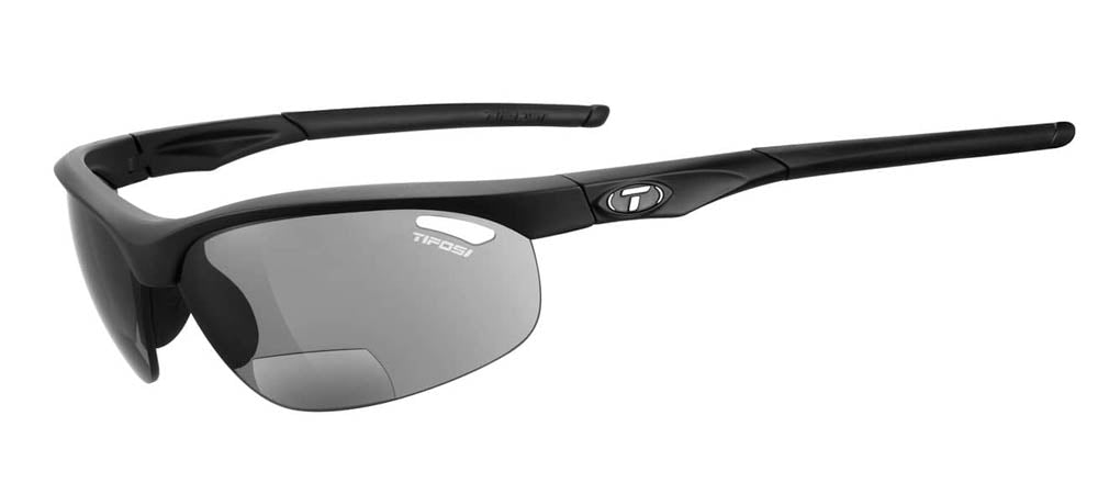Tifosi Veloce Sunglasses in Matte Black with Smoke Lens with Reader +1.5 Magnification.