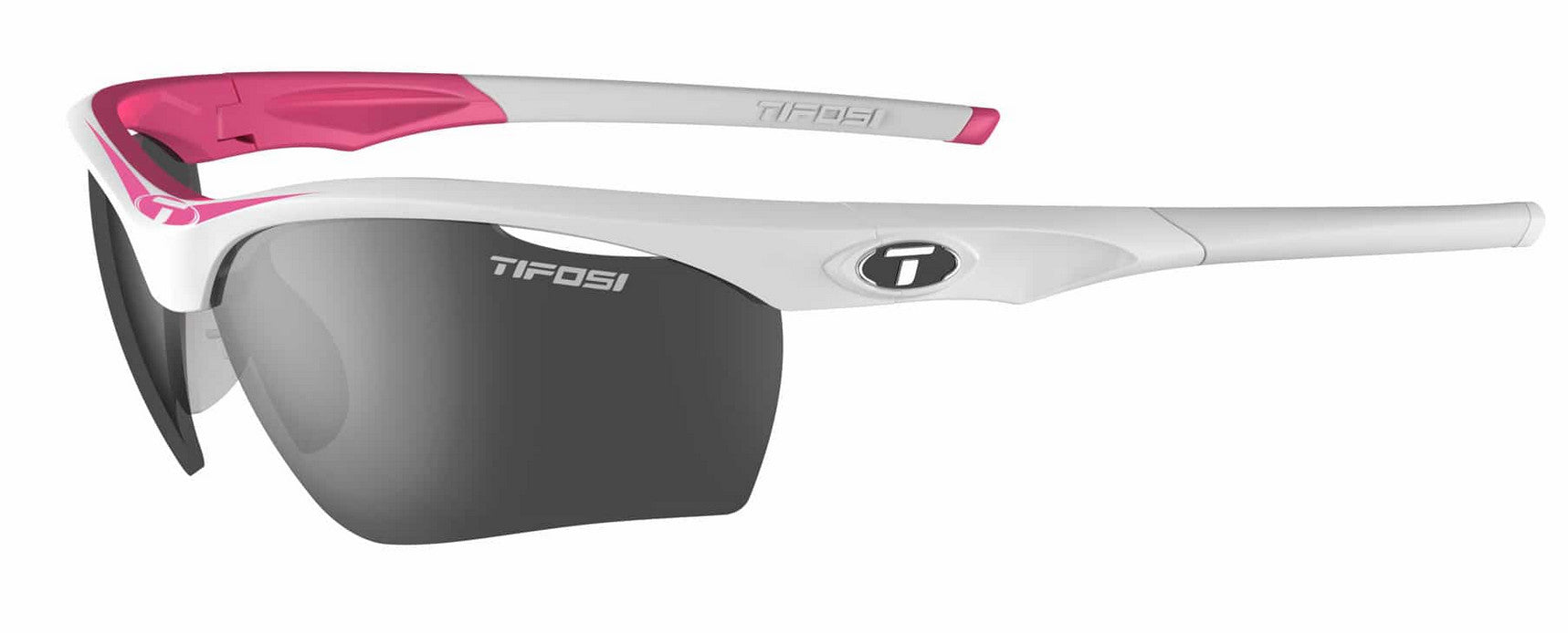 Tifosi Vero Sunglasses in Race Pink with Smoke, AC Red and Clear Interchangeable Lenses.