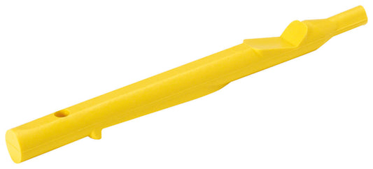 A yellow ski and snowboard edge groove tool.