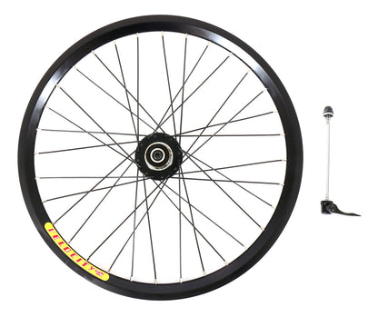 Velocity Dyad 20 Inch 406mm NMSW Black 32h Black Spokes & Silver Nips Standard 135mm Rear Disc Wheel on a white background