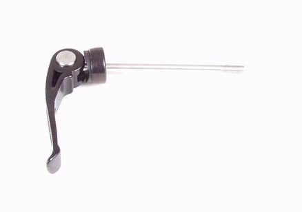 A black metal seat skewer for a Volae bike, featuring a lever and a rod with thread.