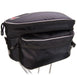 Studio image of Banjo Brothers Expanding Rack Top Bag Black bike rack bag showing top of bag expanded.  Bag is black with silver reflective trim on top and sides