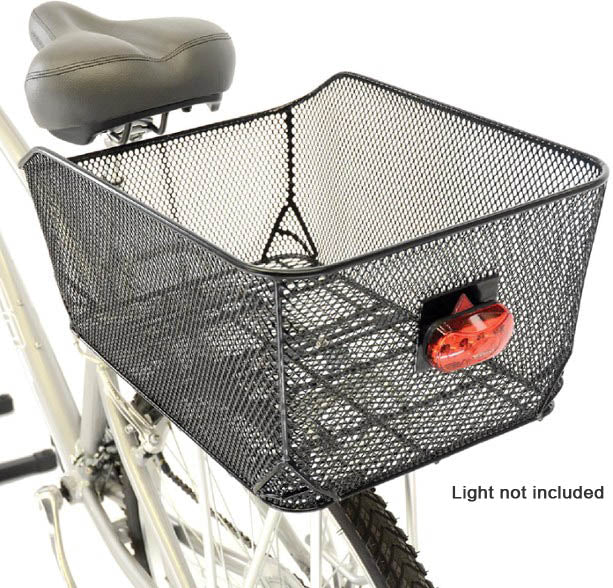 Axiom Rear Ractop Market Basket Black Mesh mounted to rear bike rike