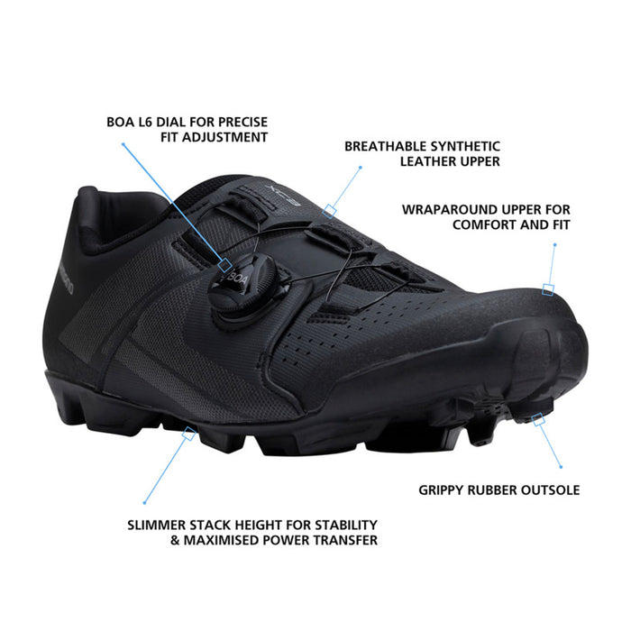 Shimano XC300 Bicycle Shoes Wide Black