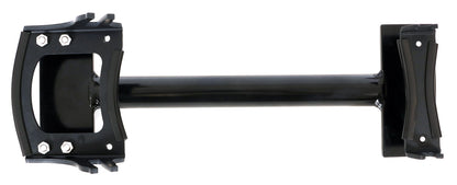 Bottom view of the HP Velotechnik Scorpion Assembly Mount Workstand Bracket, primarily black in color, designed to clamp onto a trike for workshop maintenance, against a white background.