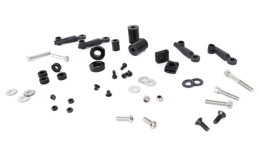 studio view of an assortment of mounting hardware for HP Velotechnik fenders.