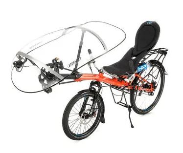 HP Velotechnik Streamer Fairing on a HP Recumbent. 