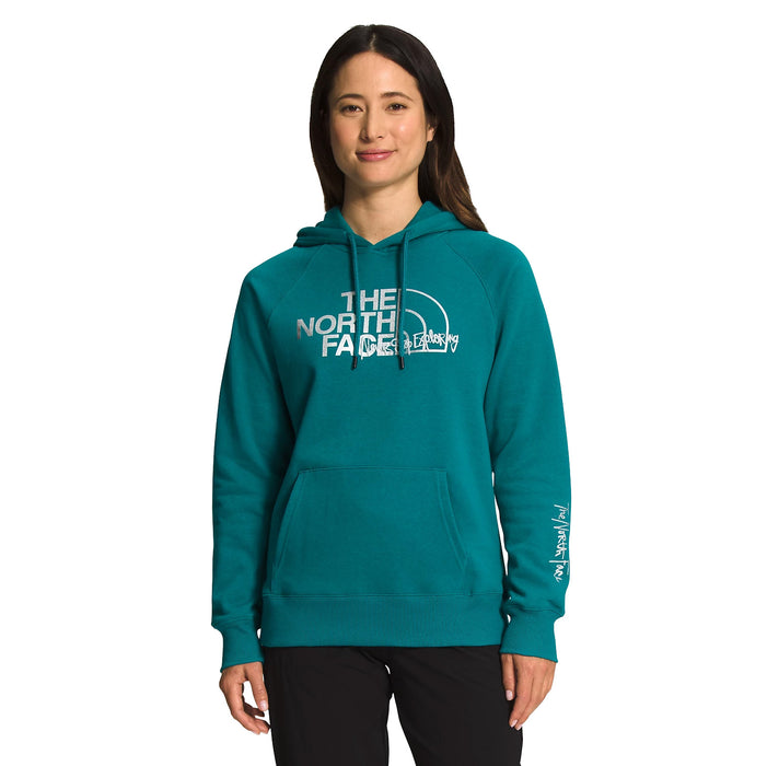 The North Face Womens Graphic Injection Hoodie Harbor Blue / Silver