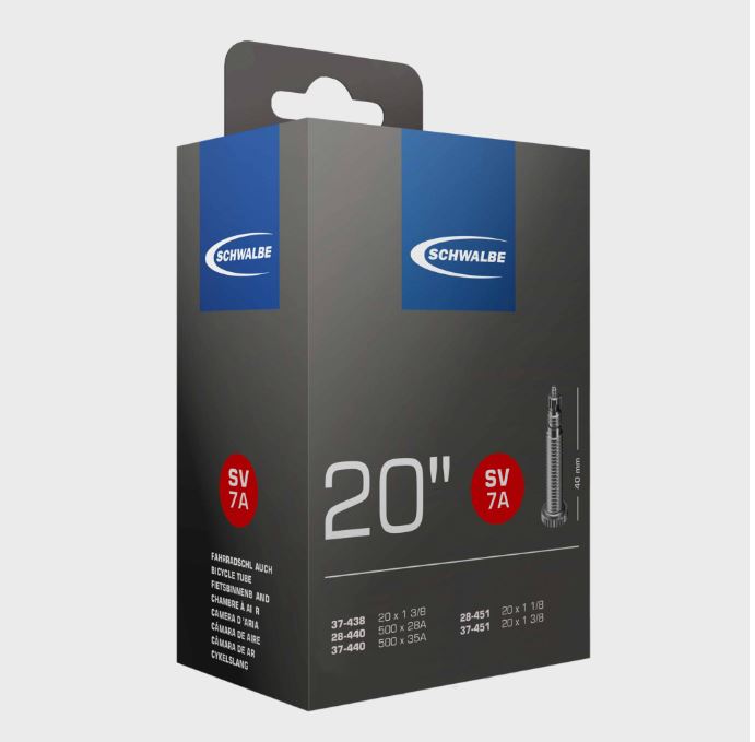 Schwalbe SV7A Presta Valve Tube 20 x 1 1/8-1 3/8 inch (438-440-451mm)