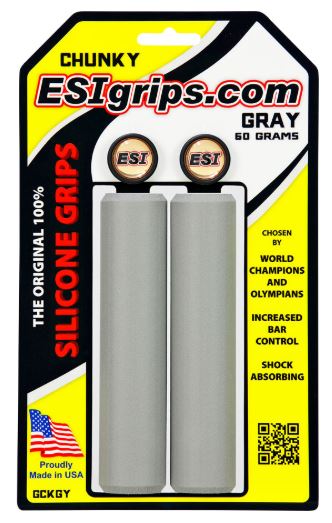 ESI Chunky Grips 32mm showing the yellow and white packaging with the grips inside