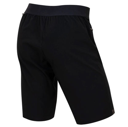 Back view of a Pearl Izumi Mens Canyon Short with Liner in black against a white background.
