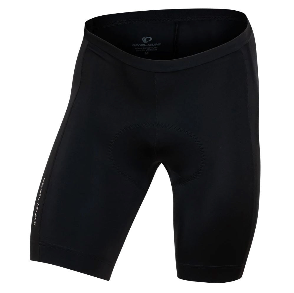 Front view of the Mens Pearl Izumi Quest Short in black against a white background.