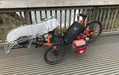 T-Cycle Windwrap Bubble WINTR Clear Fairing mounted to trike on wooden bridge outdoors
