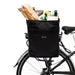 Po Campo Orchard Grocery Pannier black ripstop mounted on bike with groceries inside