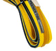 studio view of folded yellow and black Saris trainer tire