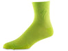Studio image of a hyper green Specialized Soft mid air sock.  There is an embroidered Specialized "S" logo on the cuff of the sock in the same hyper green thread as the main sock.
