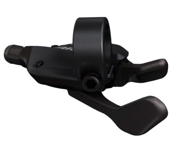 Bottom view of a SRAM X.5 9 Speed Right Trigger Shifter in black against a white background.
