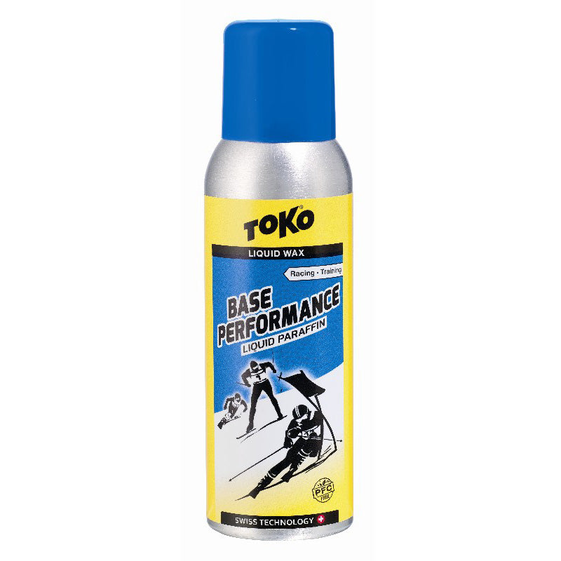 Can of Toko Base Performance Liquid Paraffin Spray Wax 100ml in blue against a white background.