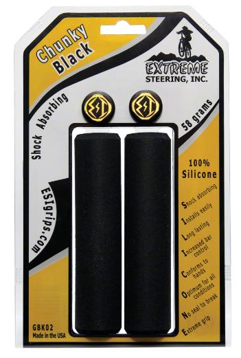 ESI Chunky Grips 32mm showing the yellow and white packaging with the grips inside